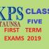 Syllabus for Class Five - 1ST Term Exams 2019 Date Sheet