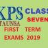 Syllabus for Class Seven - 1ST Term Exams 2019 Date Sheet